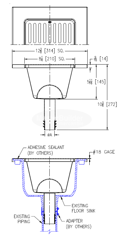 Zurn Z1900-RL - 12" X 12" X 6" Replacement Floor Sink Liner Stainless Steel
