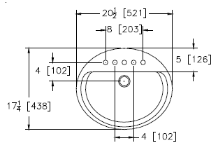 Zurn Z5114 20" x 17" Drop-In Countertop Lavatory w/ 4" Center Faucet Holes