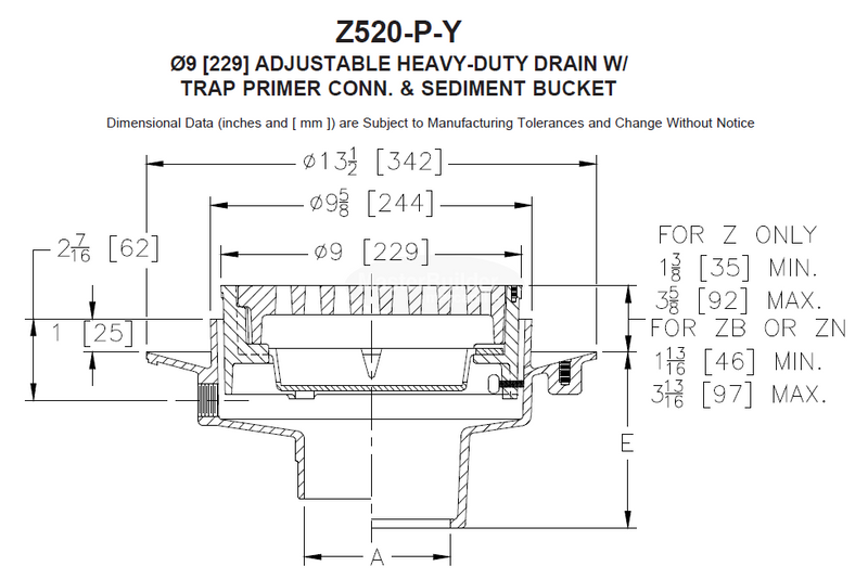 Zurn Z520 9" Adjustable Heavy-Duty Drain