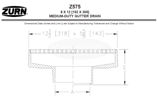 Zurn Z575 6" x 12" Medium-Duty Gutter Drain