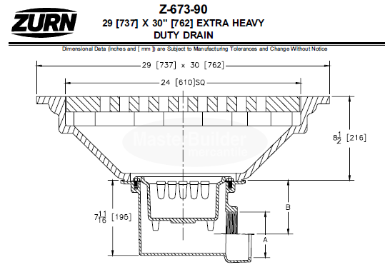 Zurn Z673 29" x 30" Extra-Heavy Drain w/ Sediment Bucket
