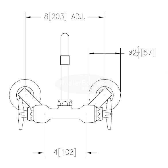 Zurn Z841J2-XL Service Sink Faucet w/ 9-1/2" Tubular Spout and Four Arm Handles