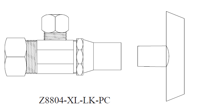Zurn Z8804-XL-LK-PC 1/2" NOM x 3/8" OD Solid Brass Loose Key Angle Stop Compression-to-Compression