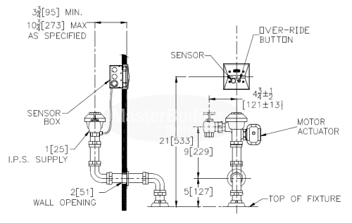 Zurn ZEMS6142AV-FF 4.5 GPF Hardwired Concealed Sensor Flush Valve for Water Closets