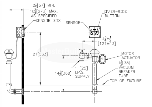Zurn ZEMS6152AV 3.5 GPF 1.6 GPF Hardwired Concealed Sensor Flush Valve for Water Closets