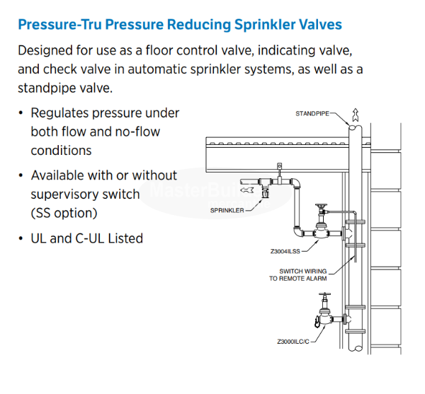 Zurn Wilkins ZW4104SS Pressure-Tru® 1-1/2" Pressure Reducing Fire Sprinkler Control Valve, Integral Supervisory Switch